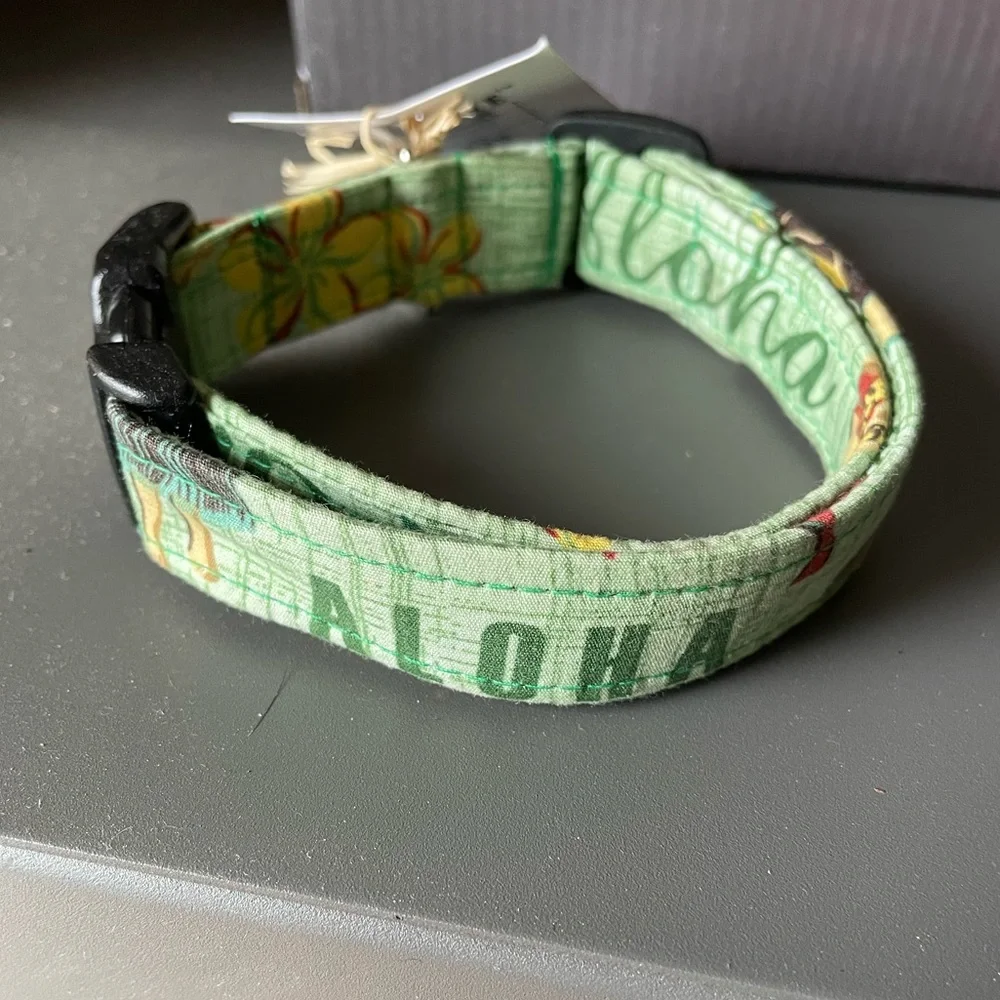 Dog Gone Hawaiian Medium Adjustable Floral Plumaria Dog Collar Made in Hawaii